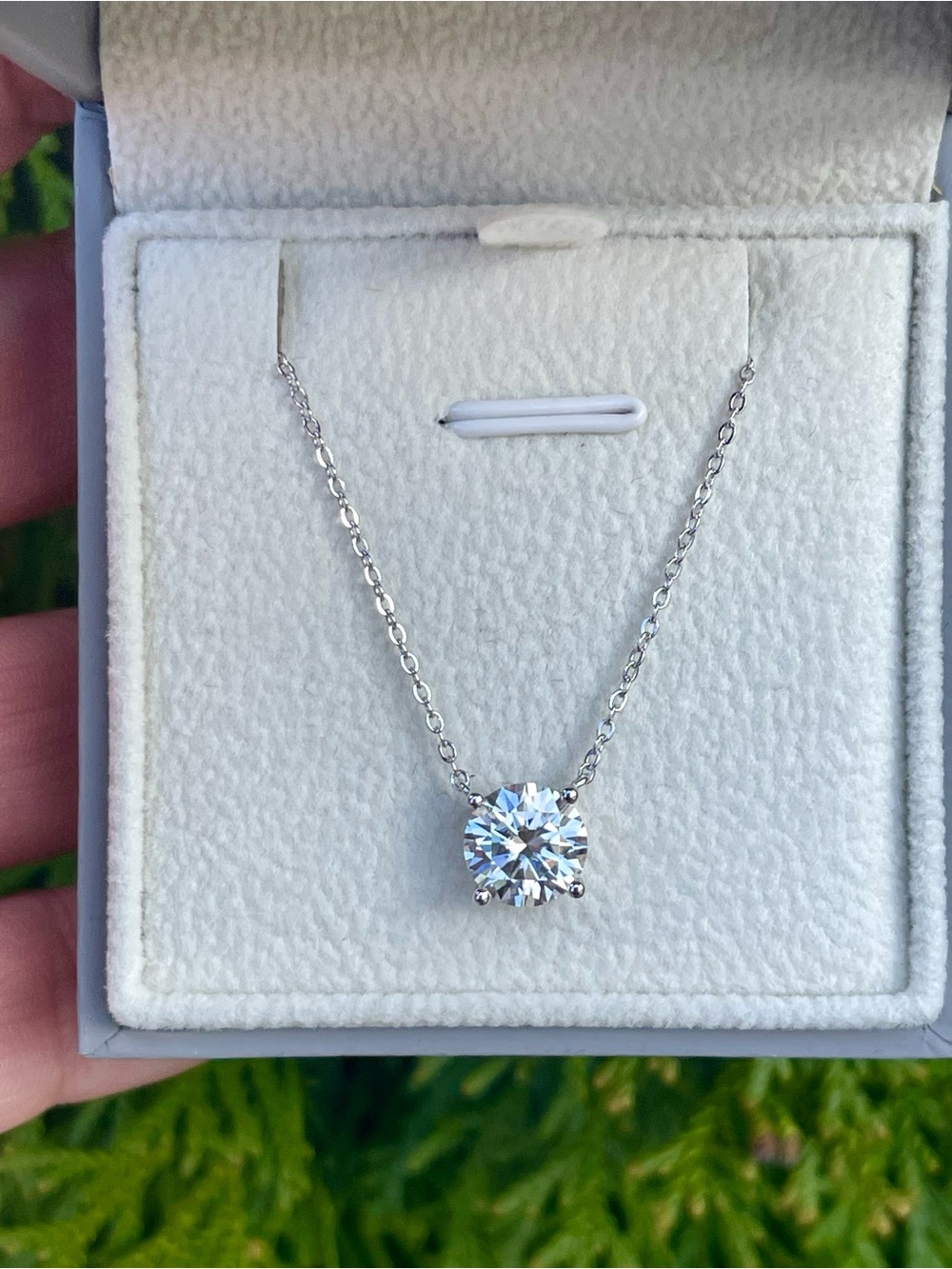 1ct Moissanite Solitaire Pendant Necklace, Sterling Silver Bridal Jewelry